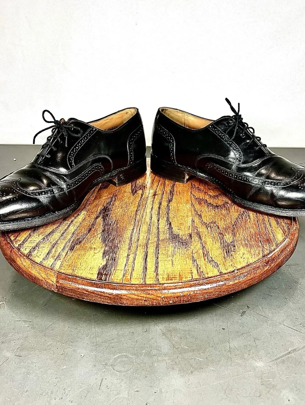 Johnson Murphy Optima 11.5 D Black Leather Wingtip Brogue Oxford Shoes